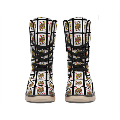 Queen Of Diamonds Pattern Print Winter Boots
