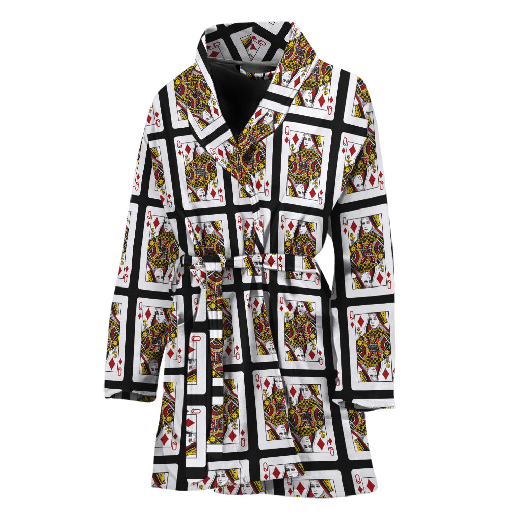 Queen Of Diamonds Pattern Print Women's Bathrobe
