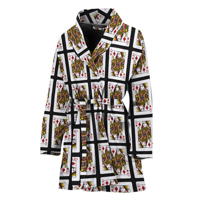 Queen Of Diamonds Pattern Print Women's Bathrobe