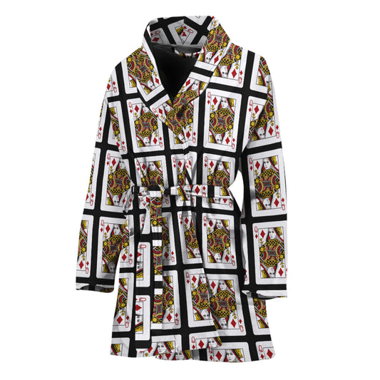 Queen Of Diamonds Pattern Print Women's Bathrobe