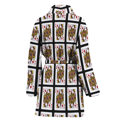 Queen Of Diamonds Pattern Print Women's Bathrobe
