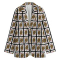 Queen Of Diamonds Pattern Print Women's Cotton Blazer