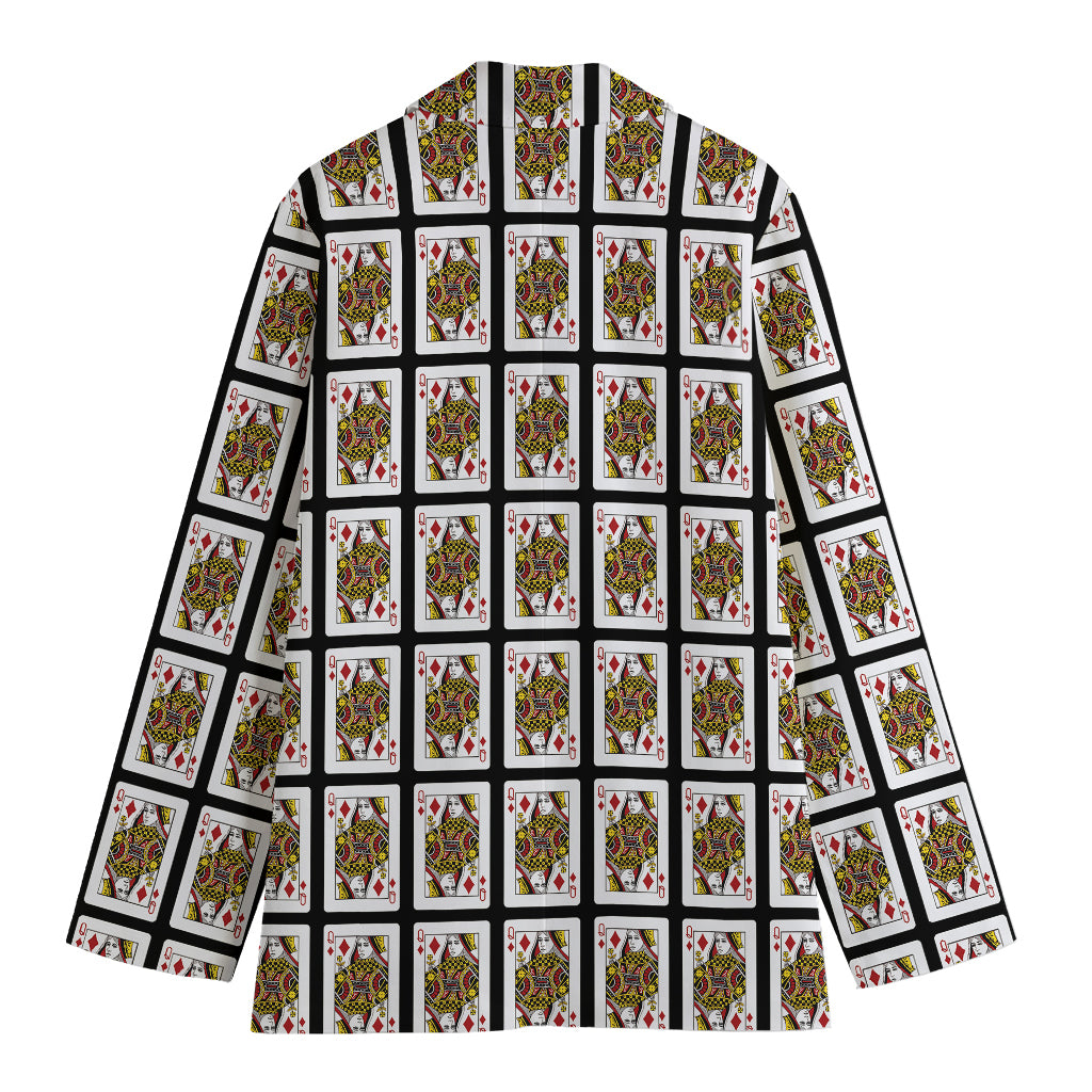 Queen Of Diamonds Pattern Print Women's Cotton Blazer
