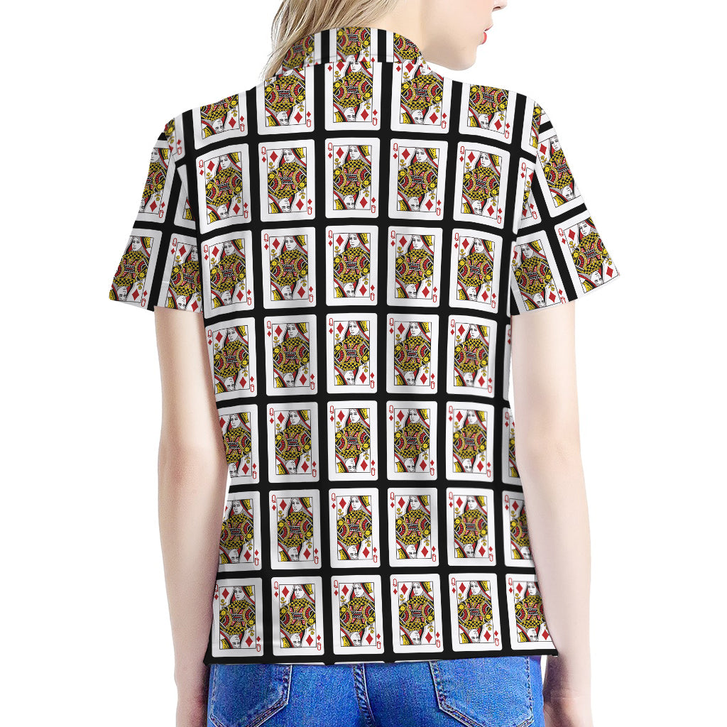 Queen Of Diamonds Pattern Print Women's Polo Shirt
