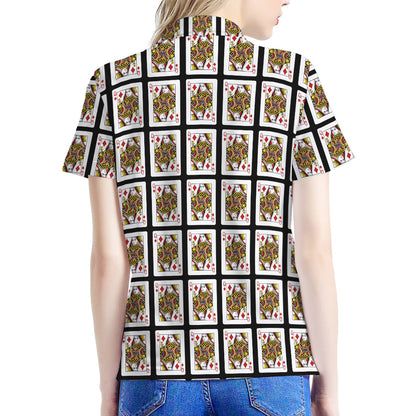 Queen Of Diamonds Pattern Print Women's Polo Shirt