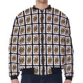 Queen Of Diamonds Pattern Print Zip Sleeve Bomber Jacket