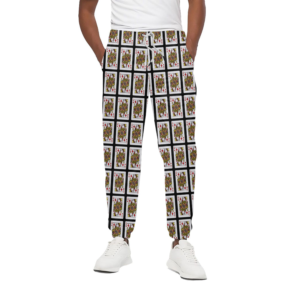 Queen Of Diamonds Playing Card Pattern Print Cotton Pants