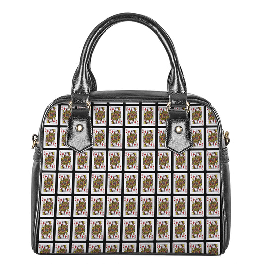 Queen Of Diamonds Playing Card Pattern Print Shoulder Handbag