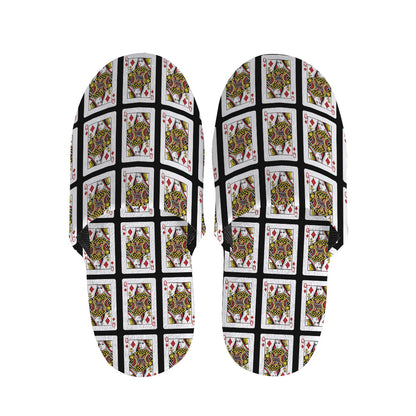 Queen Of Diamonds Playing Card Pattern Print Slippers
