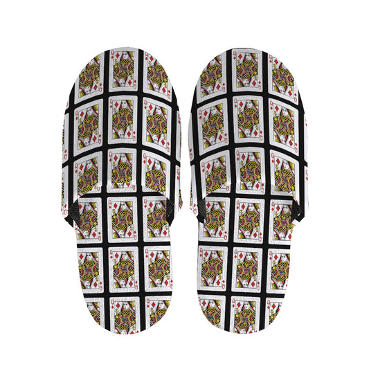 Queen Of Diamonds Playing Card Pattern Print Slippers
