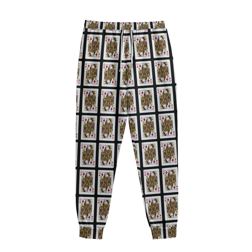 Queen Of Diamonds Playing Card Pattern Print Sweatpants
