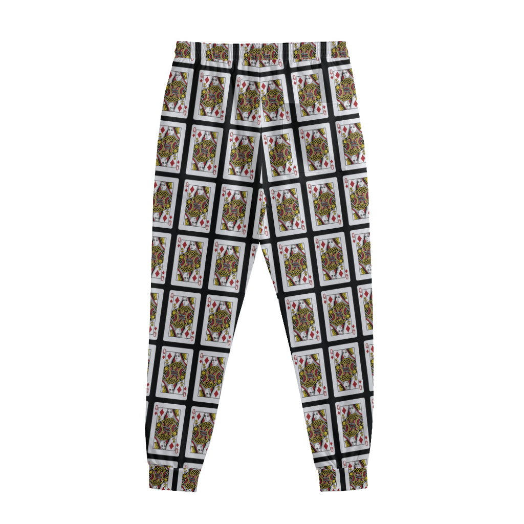 Queen Of Diamonds Playing Card Pattern Print Sweatpants