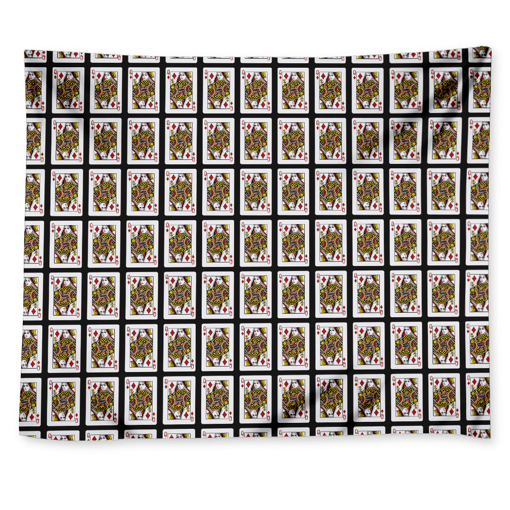 Queen Of Diamonds Playing Card Pattern Print Tapestry