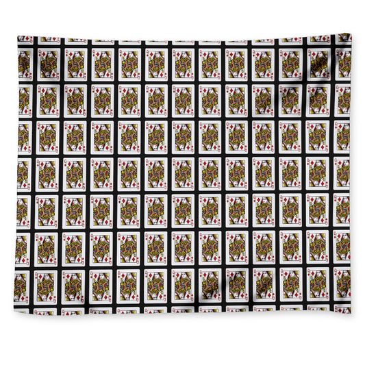 Queen Of Diamonds Playing Card Pattern Print Tapestry