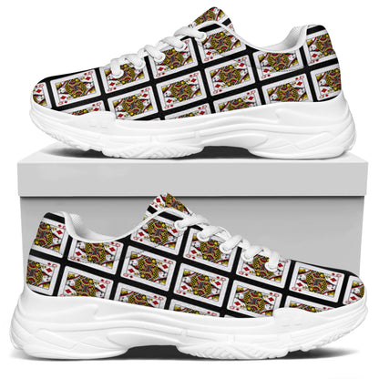 Queen Of Diamonds Playing Card Pattern Print White Chunky Shoes