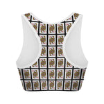 Queen Of Diamonds Playing Card Pattern Print Women's Sports Bra