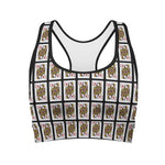 Queen Of Diamonds Playing Card Pattern Print Women's Sports Bra