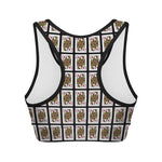 Queen Of Diamonds Playing Card Pattern Print Women's Sports Bra