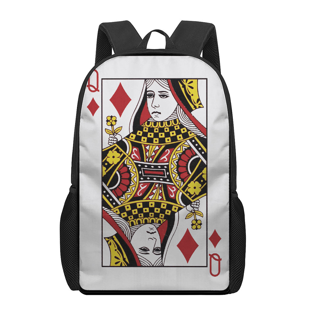 Queen Of Diamonds Playing Card Print 17 Inch Backpack