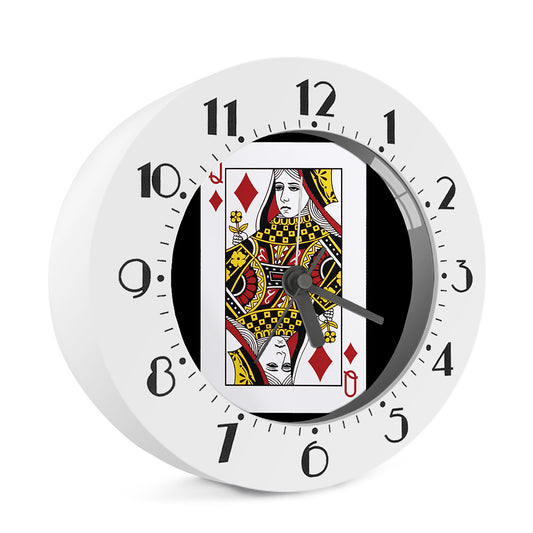 Queen Of Diamonds Playing Card Print Alarm Clock