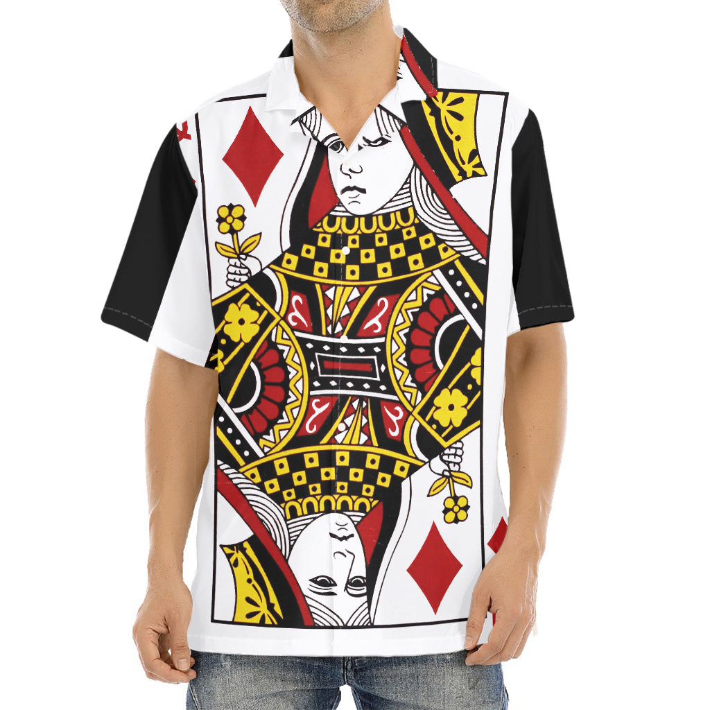 Queen Of Diamonds Playing Card Print Aloha Shirt