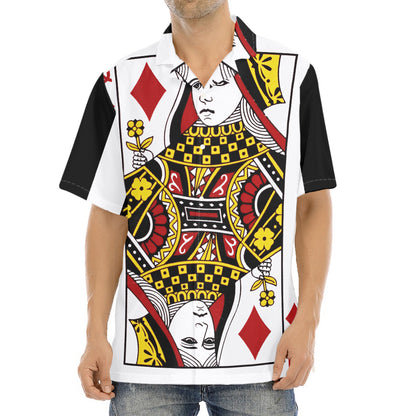 Queen Of Diamonds Playing Card Print Aloha Shirt