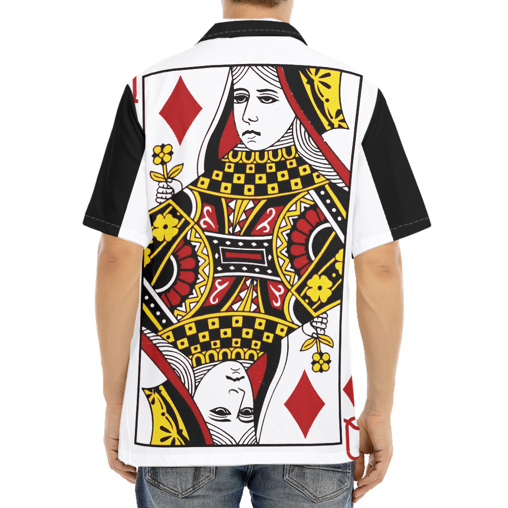 Queen Of Diamonds Playing Card Print Aloha Shirt