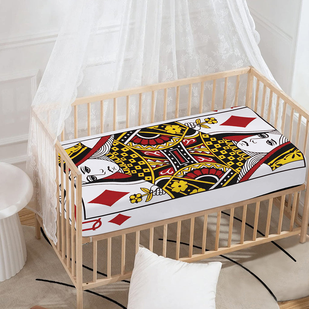 Queen Of Diamonds Playing Card Print Baby Crib Sheet