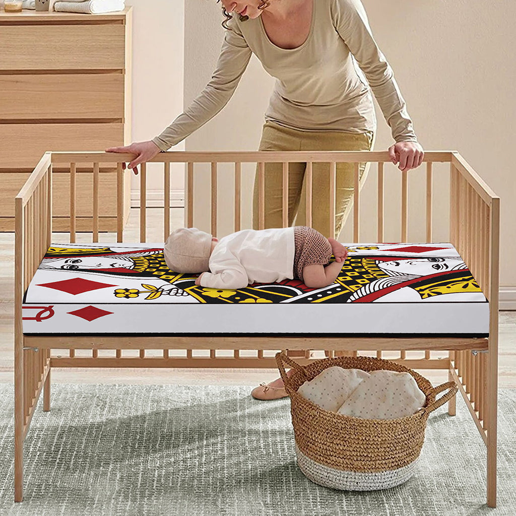 Queen Of Diamonds Playing Card Print Baby Crib Sheet