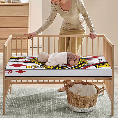 Queen Of Diamonds Playing Card Print Baby Crib Sheet