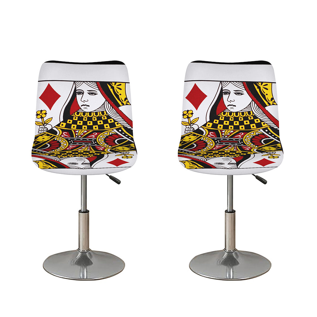Queen Of Diamonds Playing Card Print Bar Stool Covers