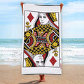 Queen Of Diamonds Playing Card Print Beach Towel