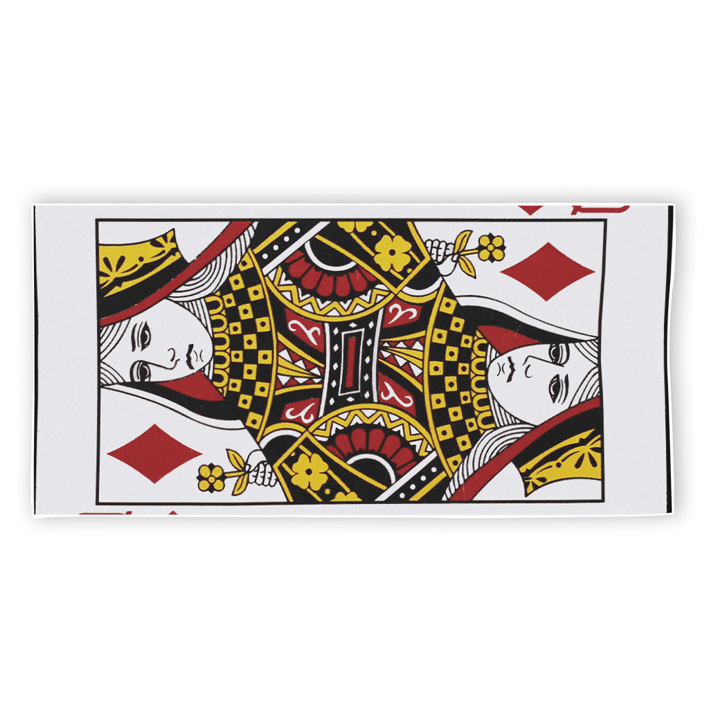 Queen Of Diamonds Playing Card Print Beach Towel