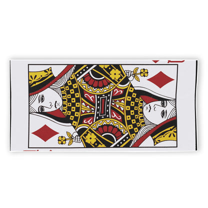 Queen Of Diamonds Playing Card Print Beach Towel