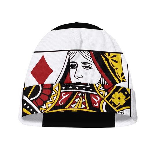 Queen Of Diamonds Playing Card Print Beanie