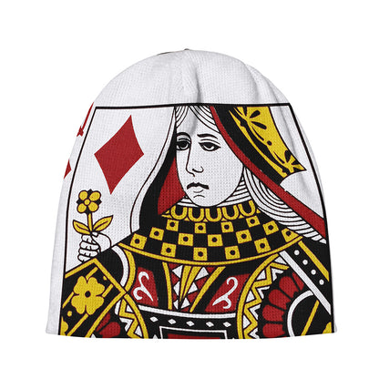 Queen Of Diamonds Playing Card Print Beanie