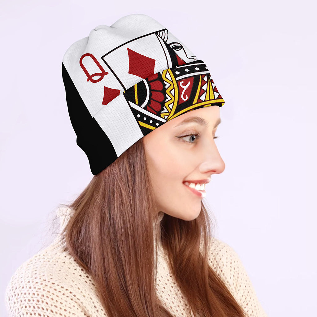 Queen Of Diamonds Playing Card Print Beanie
