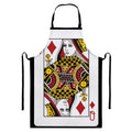 Queen Of Diamonds Playing Card Print Bib Apron With Pocket