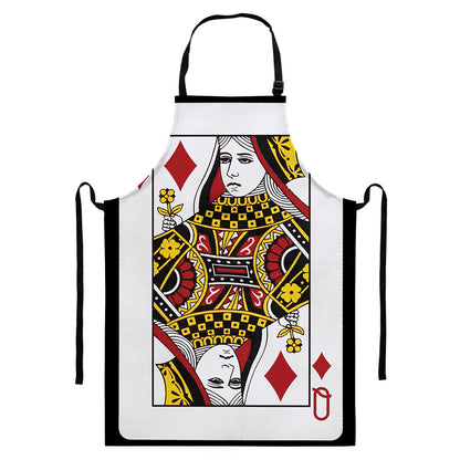 Queen Of Diamonds Playing Card Print Bib Apron With Pocket