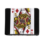 Queen Of Diamonds Playing Card Print Bifold Wallet