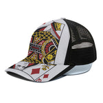 Queen Of Diamonds Playing Card Print Black Mesh Trucker Cap