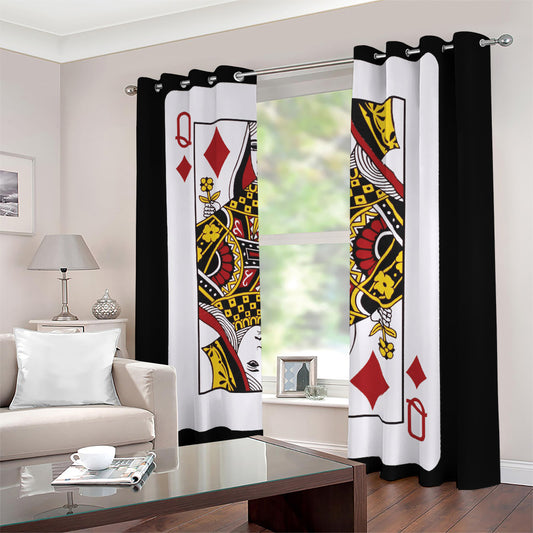 Queen Of Diamonds Playing Card Print Blackout Grommet Curtains