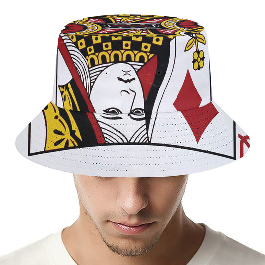 Queen Of Diamonds Playing Card Print Bucket Hat