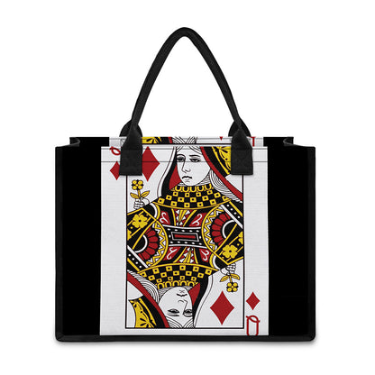 Queen Of Diamonds Playing Card Print Canvas Tote Bag