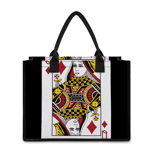 Queen Of Diamonds Playing Card Print Canvas Tote Bag