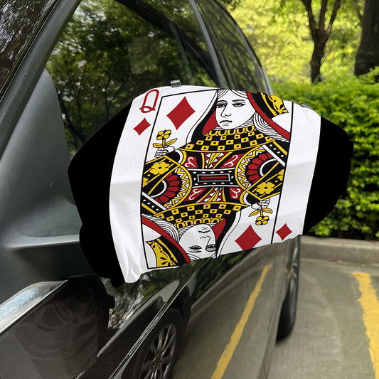 Queen Of Diamonds Playing Card Print Car Side Mirror Covers