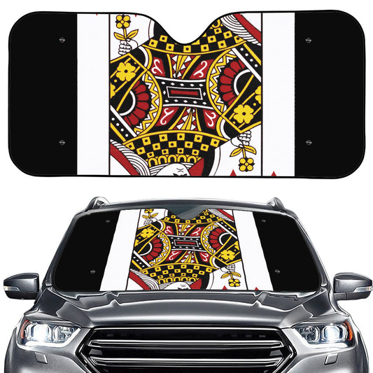 Queen Of Diamonds Playing Card Print Car Windshield Sun Shade