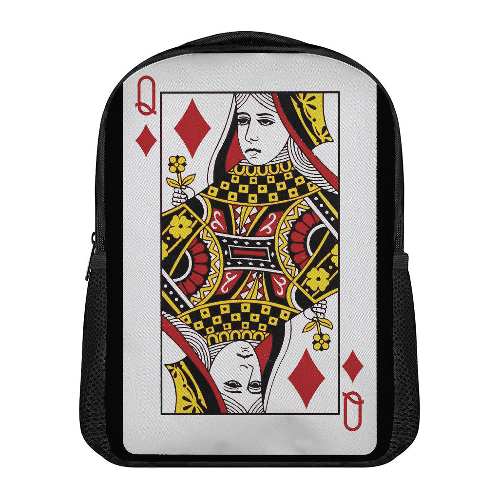 Queen Of Diamonds Playing Card Print Casual Backpack