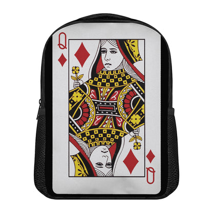 Queen Of Diamonds Playing Card Print Casual Backpack