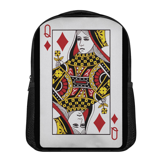 Queen Of Diamonds Playing Card Print Casual Backpack